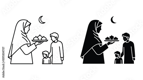 Mother offering dates to family during ramadan