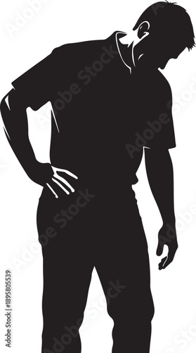 Silhouette of a sports coach looking down with hand on hip expressing disappointment or deep contemplation after a loss , Generative Ai