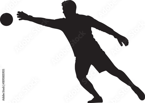 Silhouette of a professional football goalkeeper stretching to block a ball mid-air with one hand during a game , Generative Ai