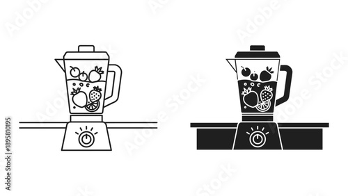 Blender illustration with fruits and vegetables