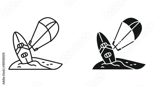 Spacecraft landing on planetary surface with parachute