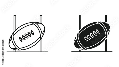 American football ball kicking through goal post