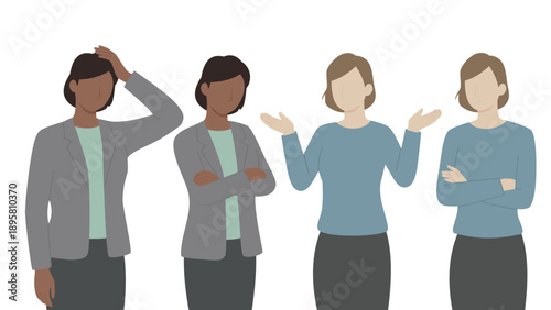 Confused Businesswoman Shrugging Shoulders Flat Vector Illustration
