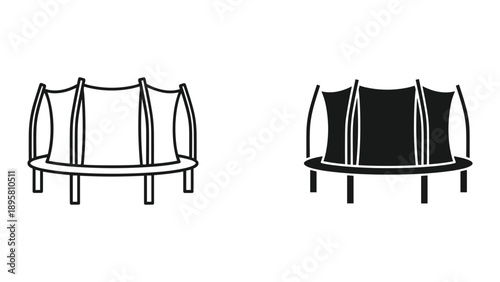 Simple trampoline illustration in black and white