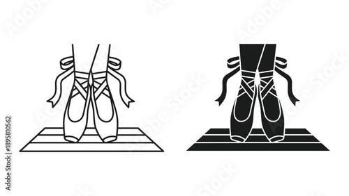 Pair of ballet shoes with ribbons