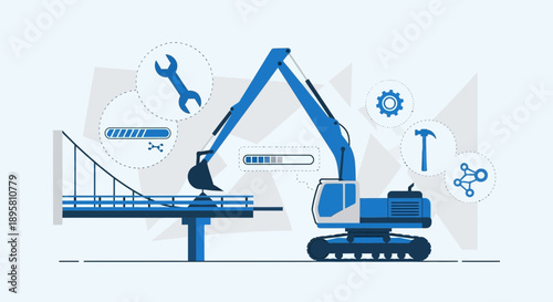 Construction Progress Machine Building Infrastructure Development