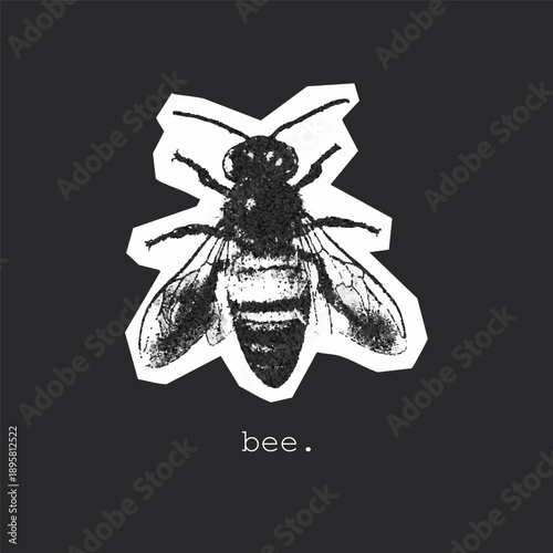 Bee Illustration: Black And White Silhouette