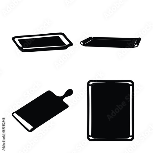 Diverse collection of kitchen essentials featuring trays, baking sheets, and a versatile cutting board