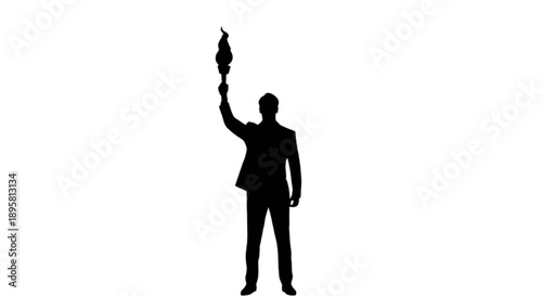 Silhouette of a person holding a torch