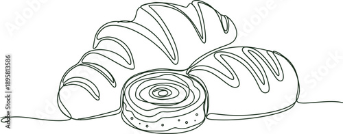 Fresh Baked Bread and Pastry Line Drawing