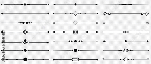 Εκτύπωση καμβά Decorative dividers, elegant line art, ornamental borders, vintage separators, floral accents, whimsical designs, creative embellishments, graphic elements, black vector patterns