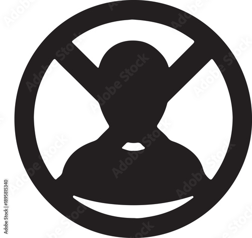 No User Allowed Prohibition Icon Human Profile Banned Symbol