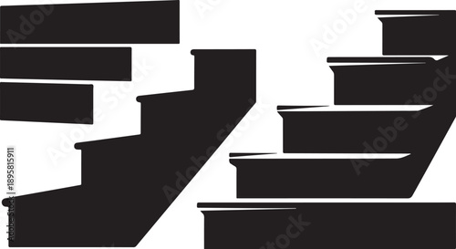 Staircase Silhouette with Black Steps on White Background Illustration