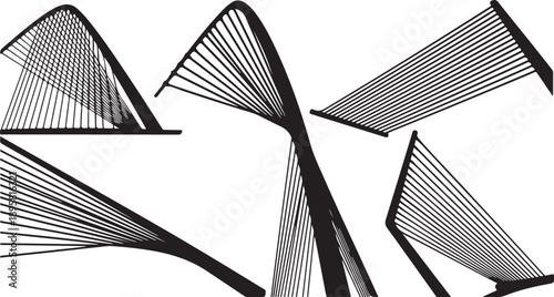 Abstract black and white geometric shapes and lines artwork