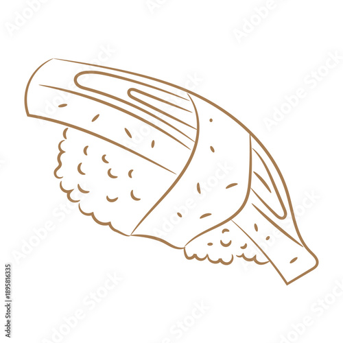 Handdrawn Japanese Eel Nigiri Sushi Line Art Illustration