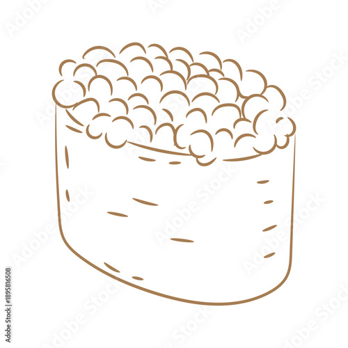 Minimalist Japanese Ikura Gunkan Maki Sushi Handdrawn Line Art