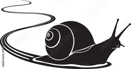 Black Snail Silhouette Leaving a Trail of Slime Behind