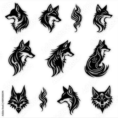 Black and white Marine Animals vector desgine