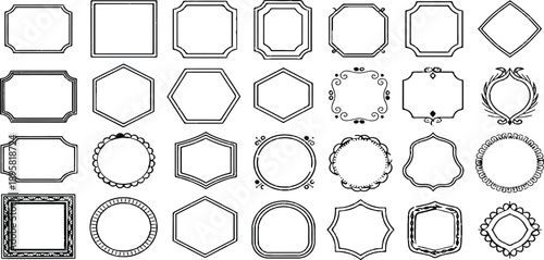 Hand drawn vintage frames and borders collection, decorative antique empty label designs vector illustration.