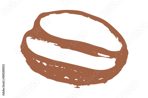 Hand drawn fresh roasted coffee bean Arabica robusta seed doodle Single element for print, web, design, decor