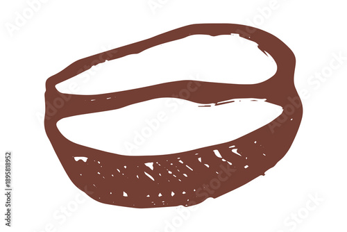 Hand drawn fresh roasted coffee bean Arabica robusta seed doodle Single element for print, web, design, decor