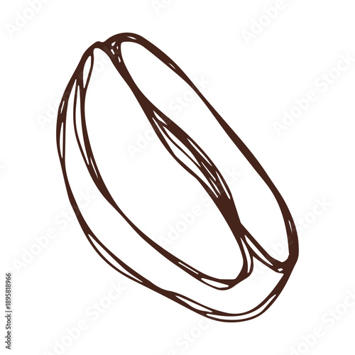 Hand drawn fresh roasted coffee bean Arabica robusta seed doodle Single element for print, web, design, decor
