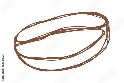 Hand drawn fresh roasted coffee bean Arabica robusta seed doodle Single element for print, web, design, decor