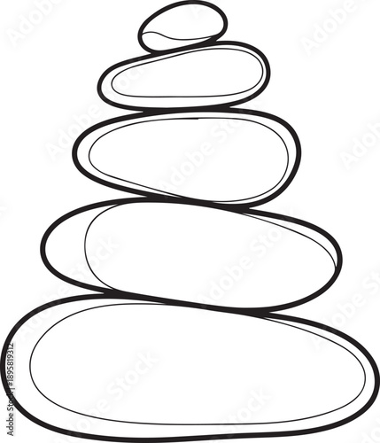 Balanced stack of smooth oval stones, simple minimalist outline for wellness and zen concepts , Generative Ai