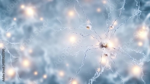Brain Network's Spark: A mesmerizing microscopic view unveils the intricate neural network, with radiant nodes and connecting fibers illuminating the essence of thought.