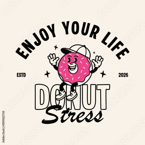 cartoon character of donut Graphic Design for T shirt Street Wear and Urban Style