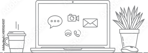 Modern workspace with laptop and accessories