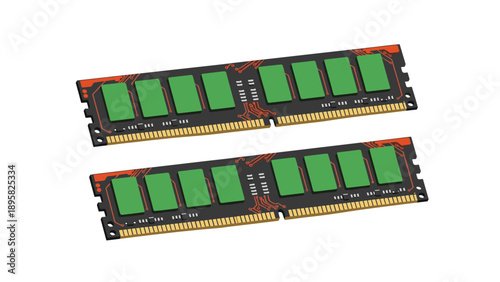 Two sticks of green computer ram modules are displayed to show essential hardware components for memory upgrades.
