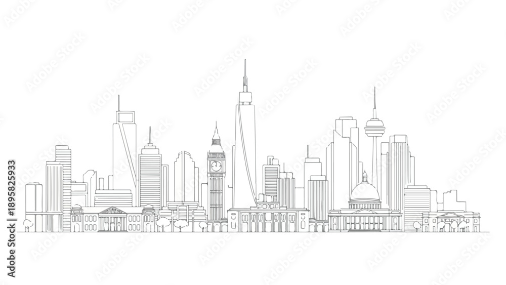Obraz premium City skyline with skyscrapers and buildings in a metropolitan area urban landscape
