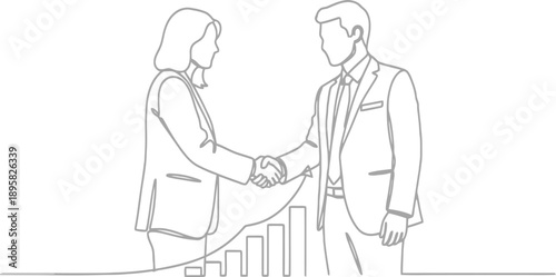 Business partnership and collaboration between man and woman