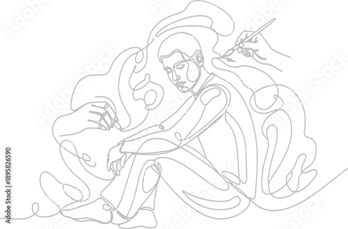 Artist creating masterpiece with passion and dedication