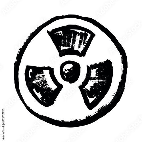 Hand drawn radiation sign Nuclear radiation hazard symbol Radioactive danger warning sign clipart in doodle style Nuclear safety Radioactive waste Single element for print, web, design, decor