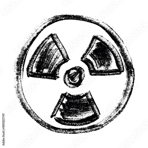 Hand drawn radiation sign Nuclear radiation hazard symbol Radioactive danger warning sign clipart in doodle style Nuclear safety Radioactive waste Single element for print, web, design, decor