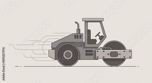 Dynamic Road Roller Illustration Motion Lines Conveying Speed