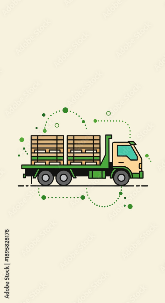 Fototapeta premium Eco-Friendly Logistics Flatbed Truck Delivering Cargo Sustainably