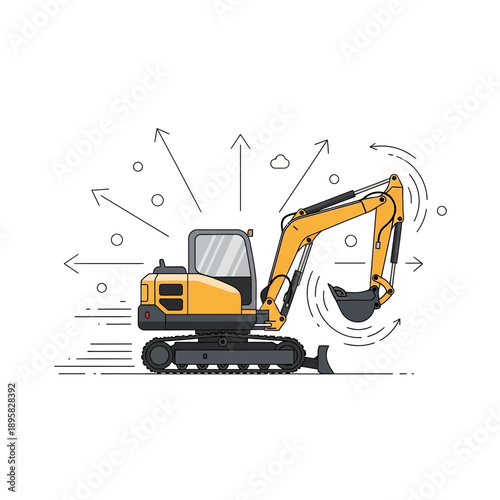 Excavator Construction Machinery Working Industry Machine Heavy Equipment
