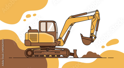Excavator Digging Soil Construction Machine Heavy Industry Equipment