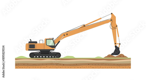 Excavator Machine Digging Ground Construction Site Heavy Equipment Industry
