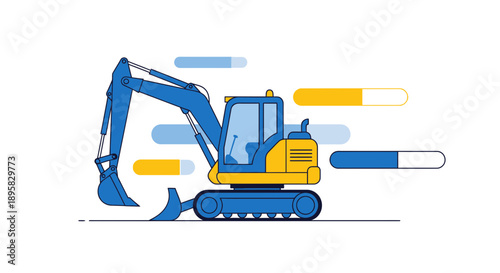 Excavator Machinery Progress Bar Construction Project Loading Concept