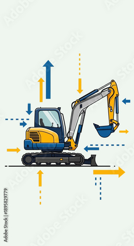 Excavator Movement Vectors Illustrated Construction Machine Diagram