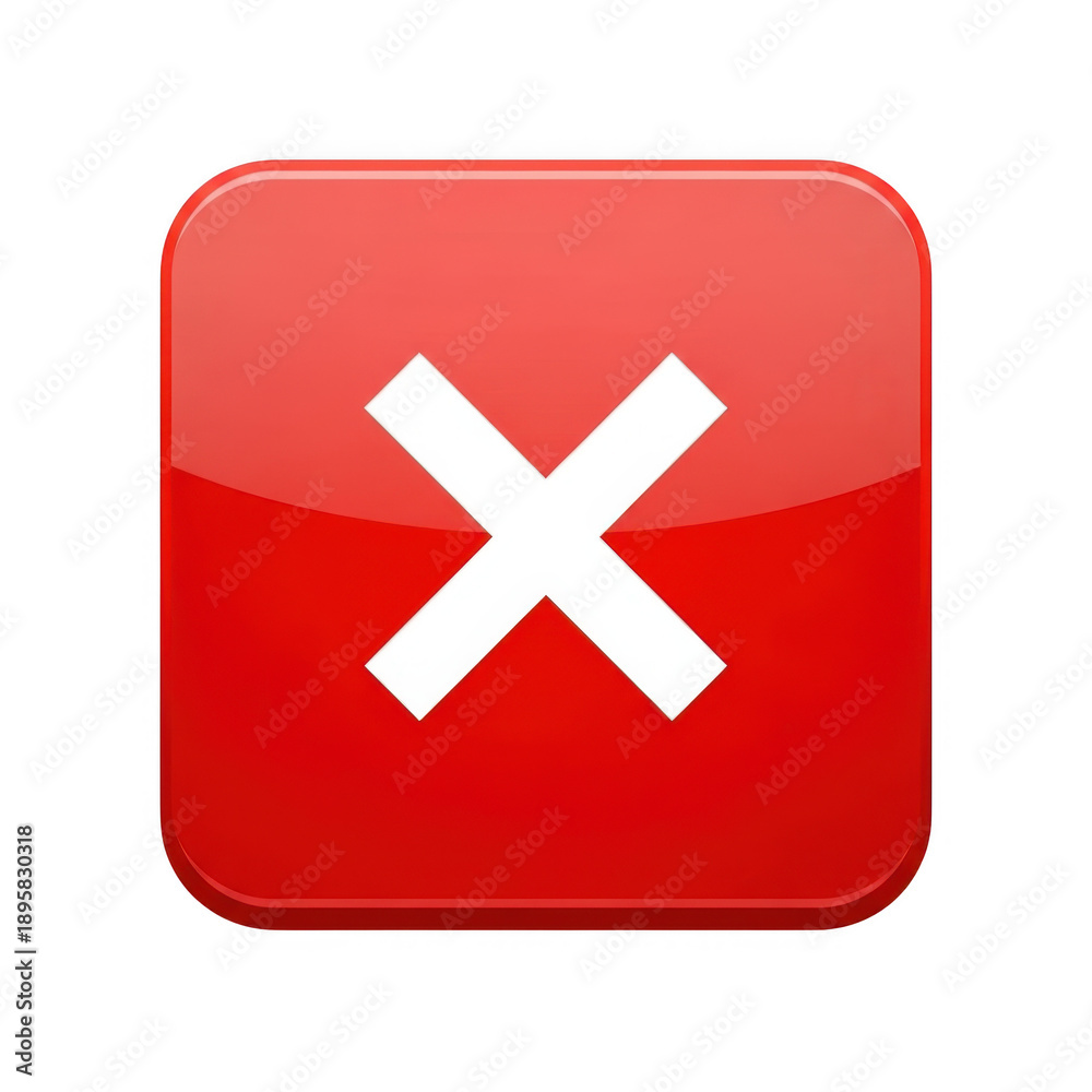 Obraz premium Red button with white x