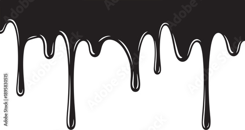 Black paint dripping down on white background illustration design