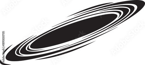 Black and White Illustration of a Swirling Ring System