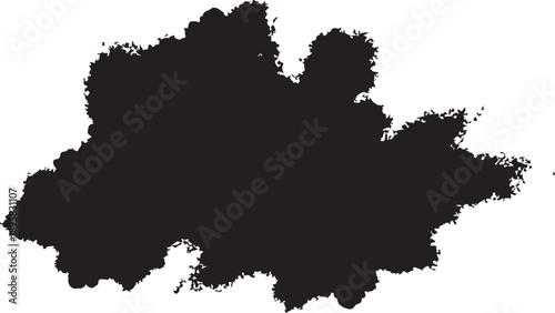 Black ink splatter on white background artistic design element