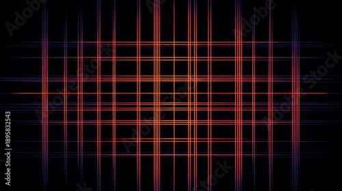 Deep space blue/black background, paired with fiery orange, rose red linear l...