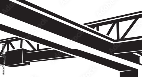 Black and white illustration of industrial metal beams structure